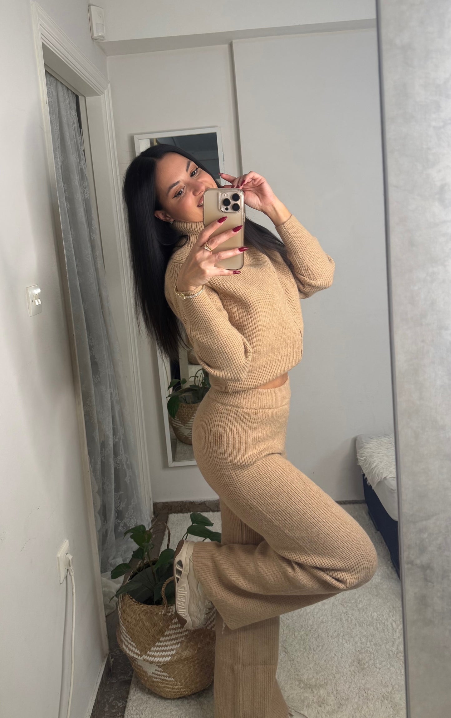 Isabella Πλεκτό σετ Καφέ