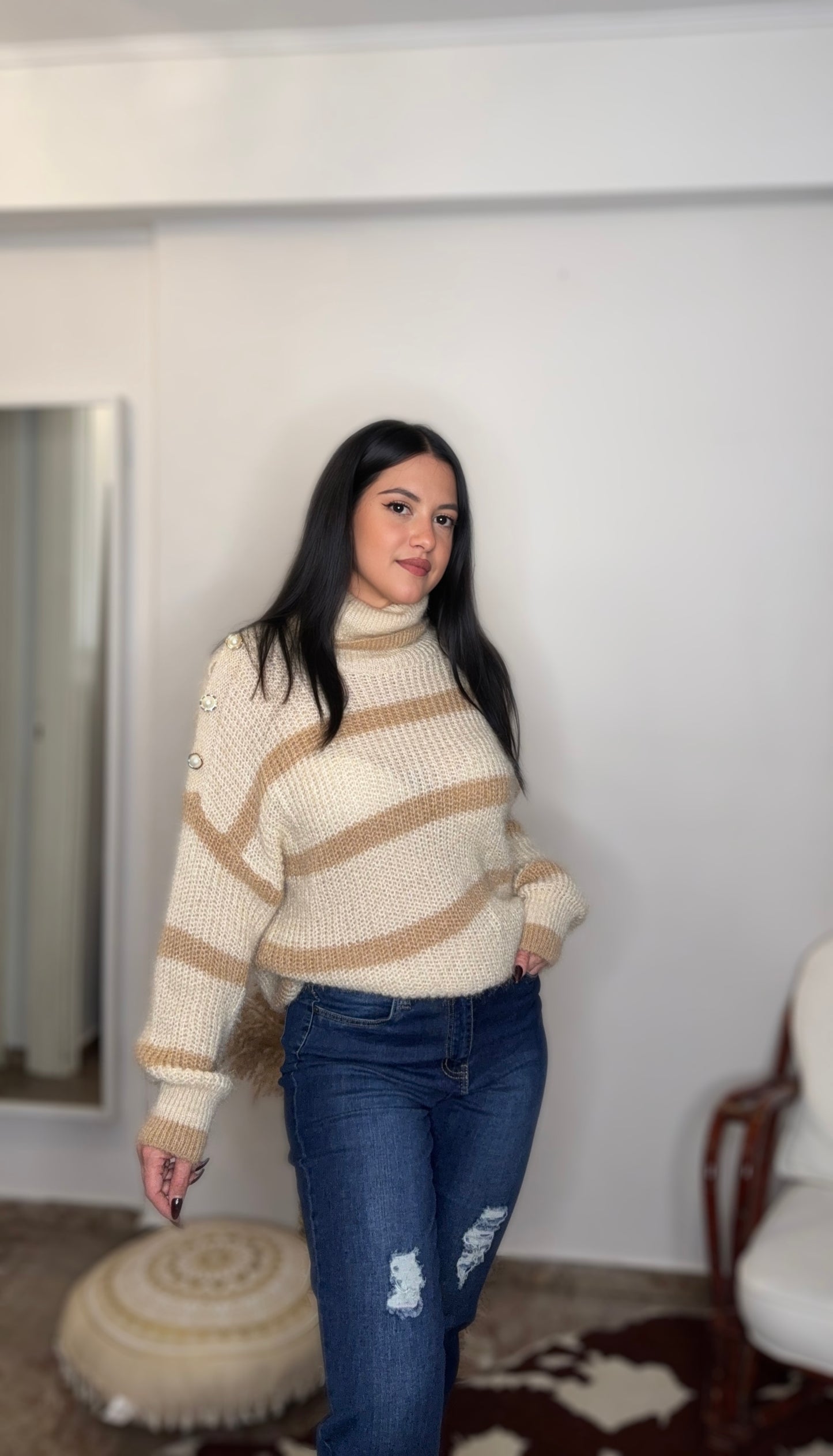 Πλεκτό Sabina εκρού(One size-έως 2XL)
