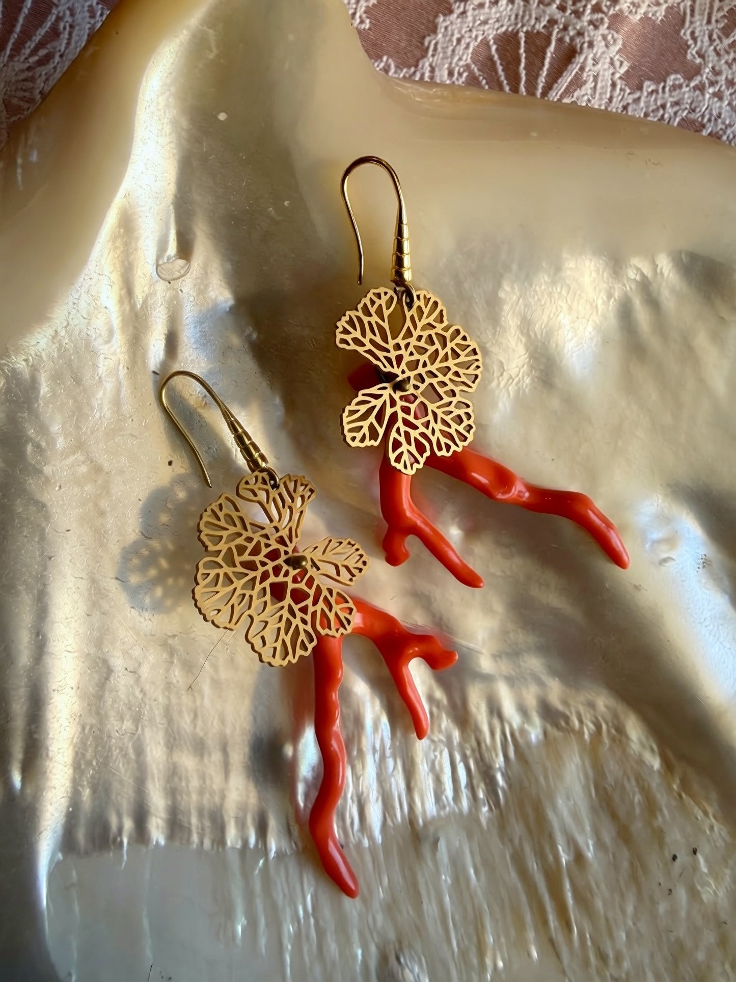 Coral Blossom earrings