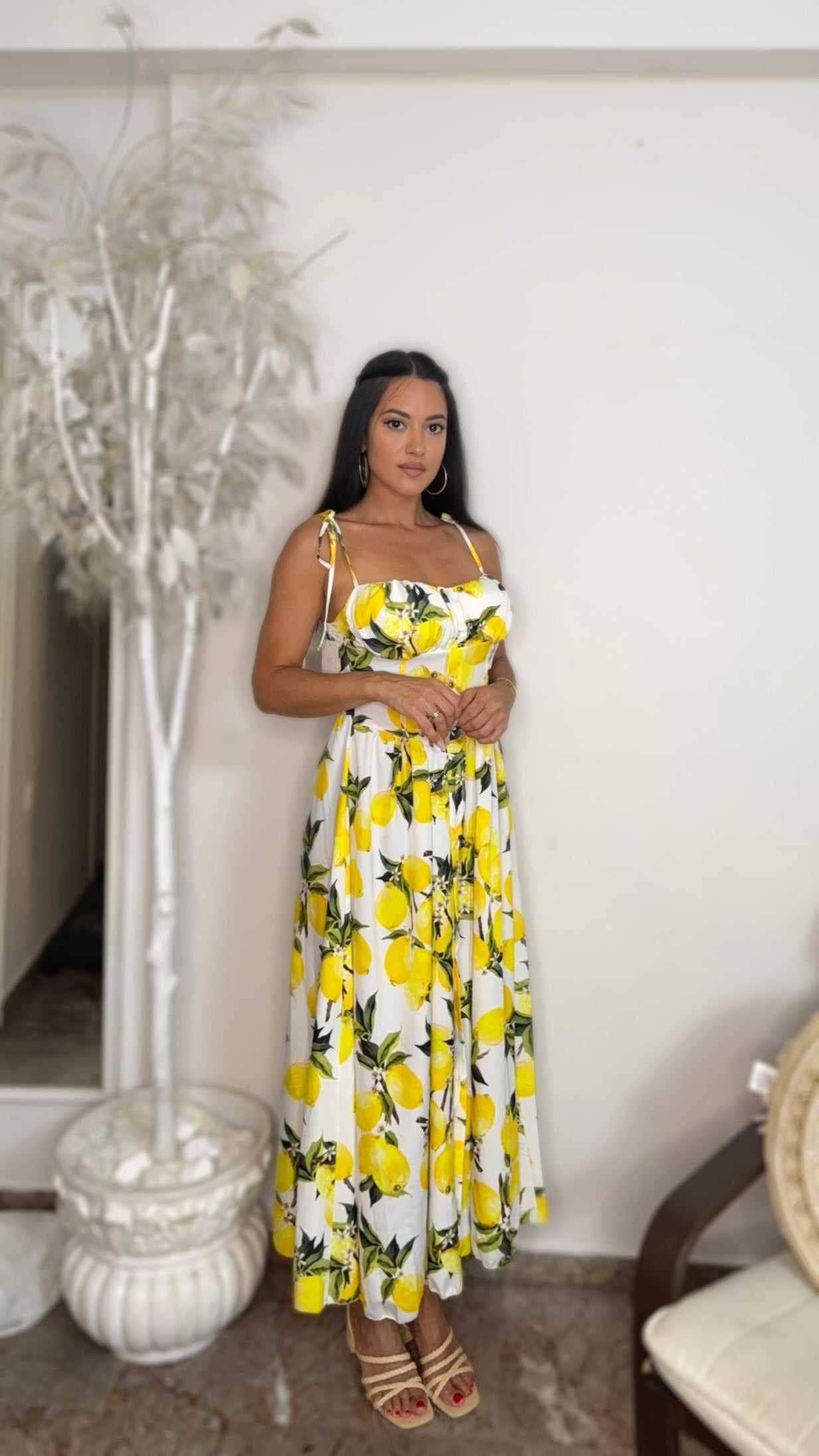 Amalfi Lemon white dress