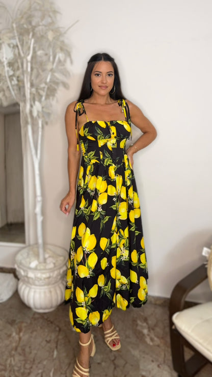Amalfi Lemon black dress