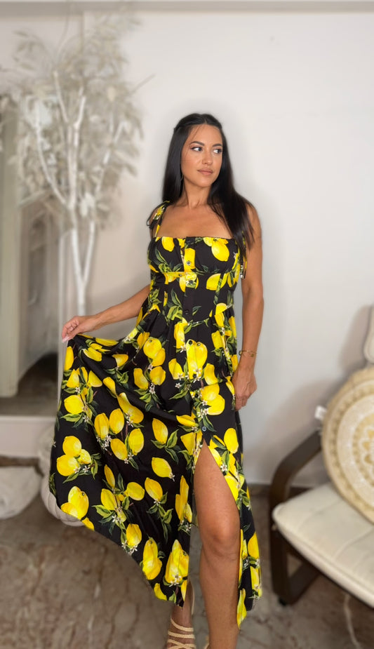 Amalfi Lemon black dress